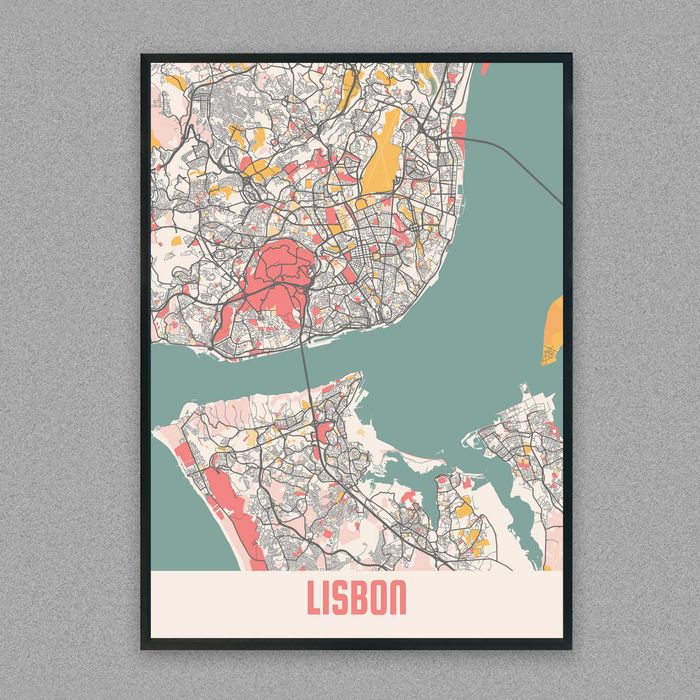 plakat mapa miasta, plakat mapa europejskich i światowych miast