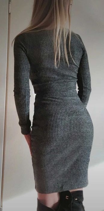 Szary prążkowany komplet (bawełna)