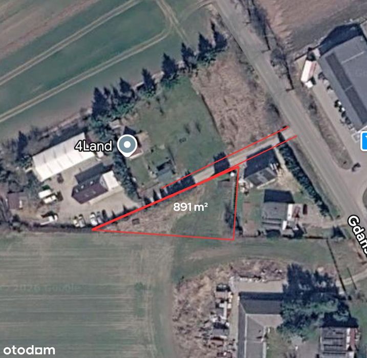 Na sprzedaż działka budowlana 891 m² – Suchy Dąb, ul. Gdańska