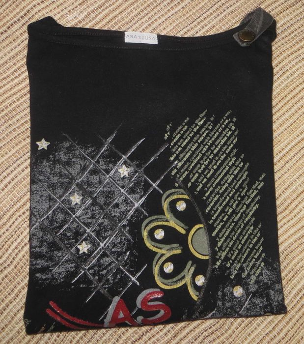 Camisola Ana Sousa Tam. S preta, estampada, molas