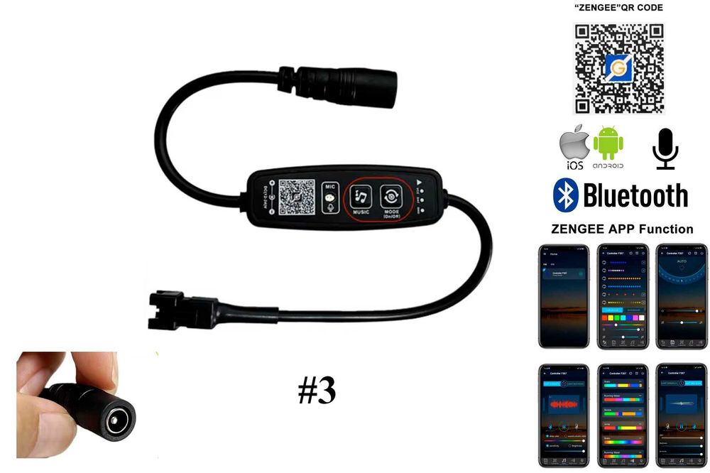 Контролер адресної стрічки WS2812B, Mini BT Smart SPI LED + мікрофон