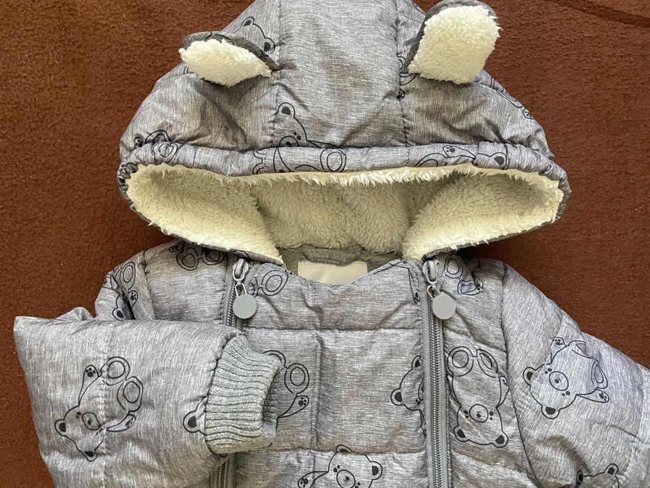 Kombinezon 5-10-15, szary w misie, rozm  86