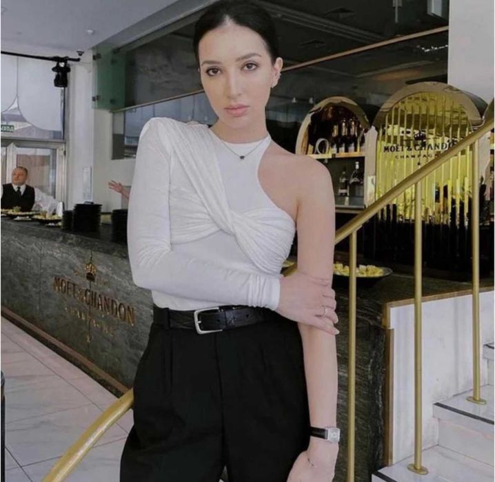 Боди белое с длинным рукавом Zara, боди y2k, боди бюстье узел