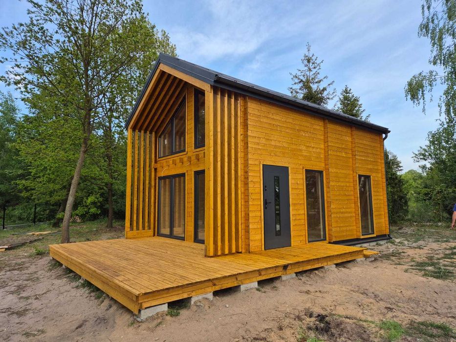 Drewniany domek letniskowy Horyzont 65 + 21 m2 - ROD, ośrodek wypoczyn