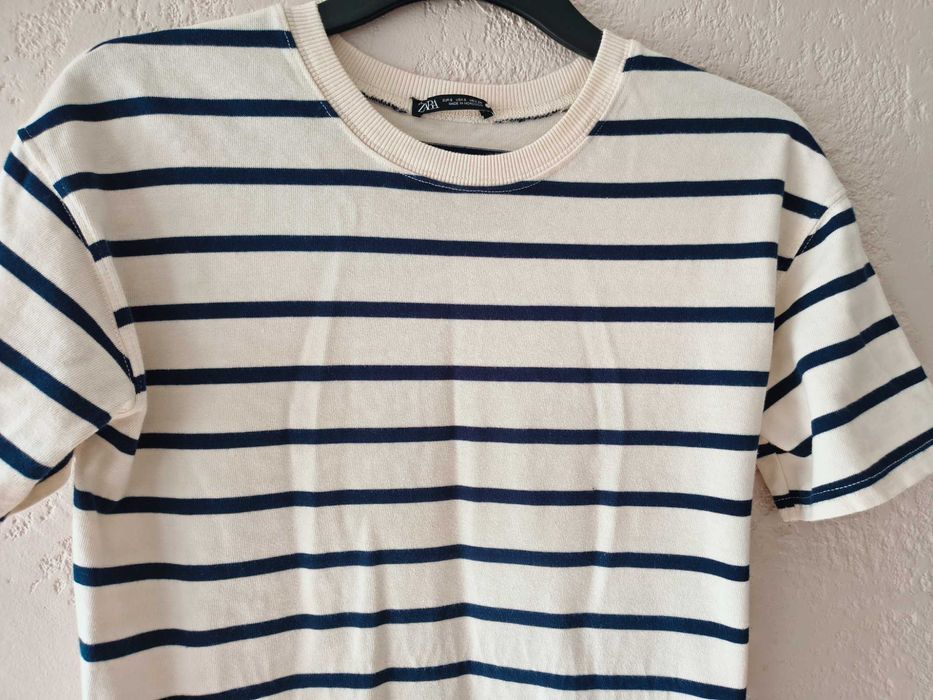 Sukienka Zara, w granatowo - białe pasy, S/M