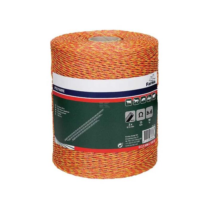 Plecionka do pastucha 1000m żółto-pomarańczowa Farma 704012FA