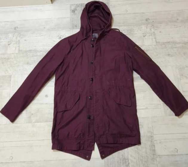Kurtka parka Asos z kapturem D śliwkowa outlet