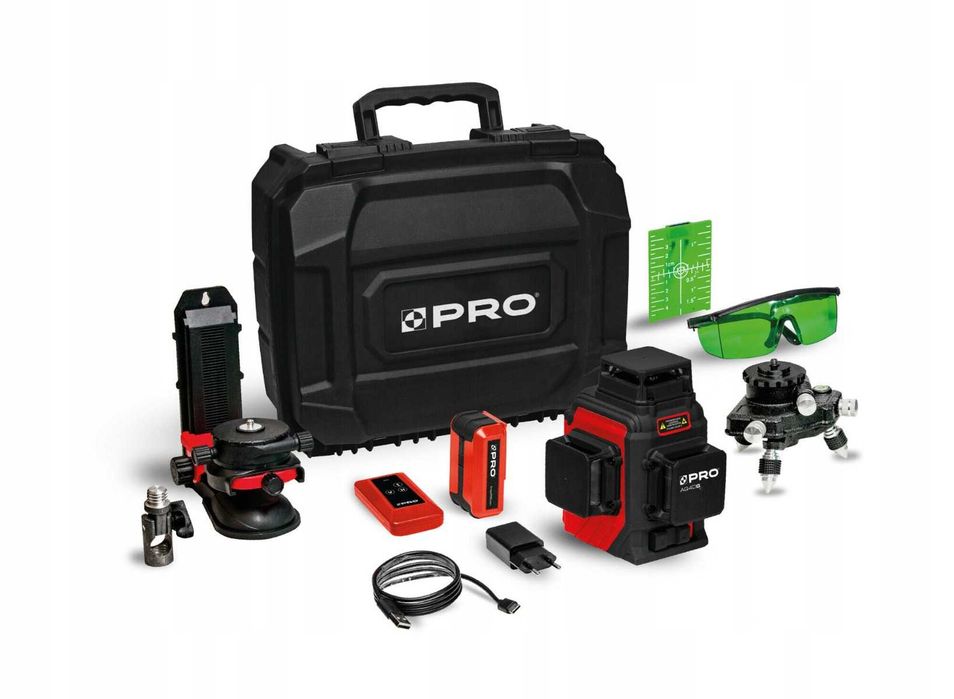Laser krzyżowy 3x360 PRO AQ3DG 30m zestaw PLUS zielona wiązka