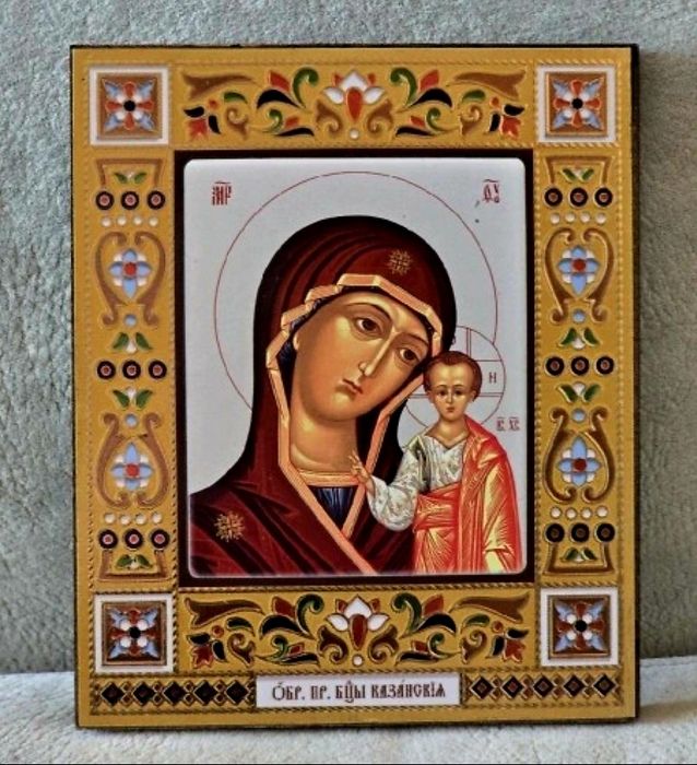 Matka Boska z Dzieciątkiem Jezus KAZAŃSKA Ikona na desce.