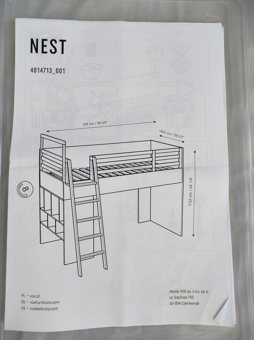 Łóżko piętrowe VOX NEST