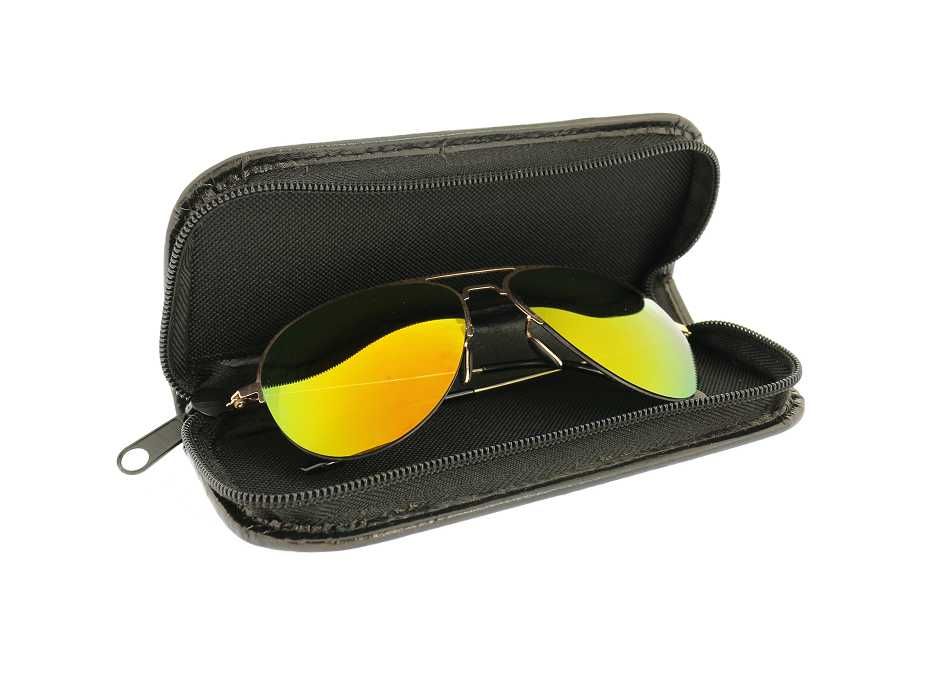 Skórzane etui na okulary korekcyjne okulary przeciwsłoneczne czarne PL