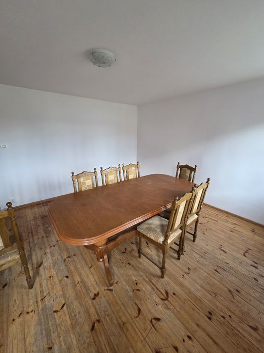 Stół drewniany duży 200cm z 2 dokladkami 8 krzeseł