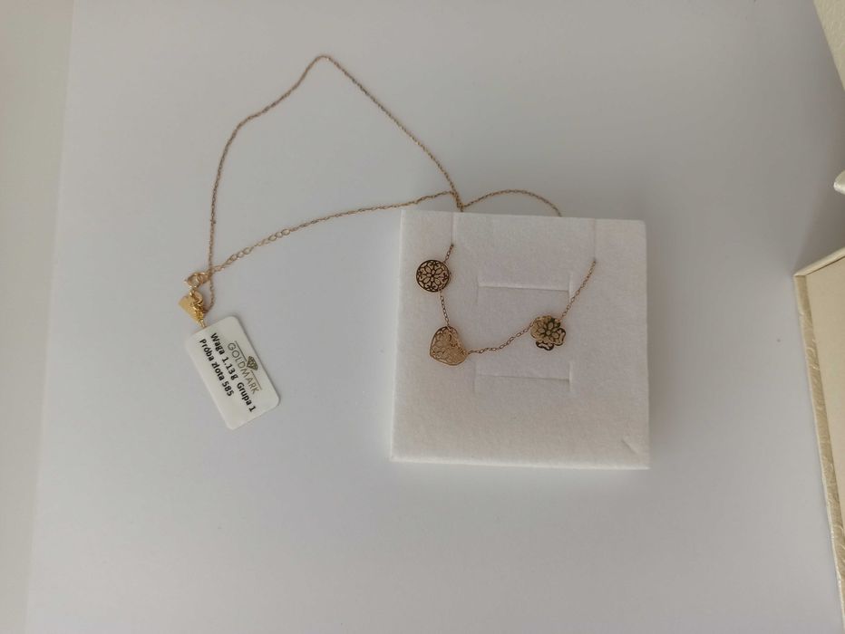 Złoty łańcuszek + 3 zawieszki - NOWY