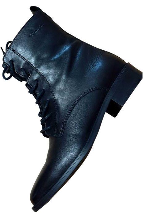 Tamaris Skórzane czarne botki damskie, r 37 wkładka 24,3cm kod 2293
