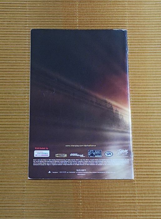 Baldur's Gate Dark Alliance Manual Original PS2