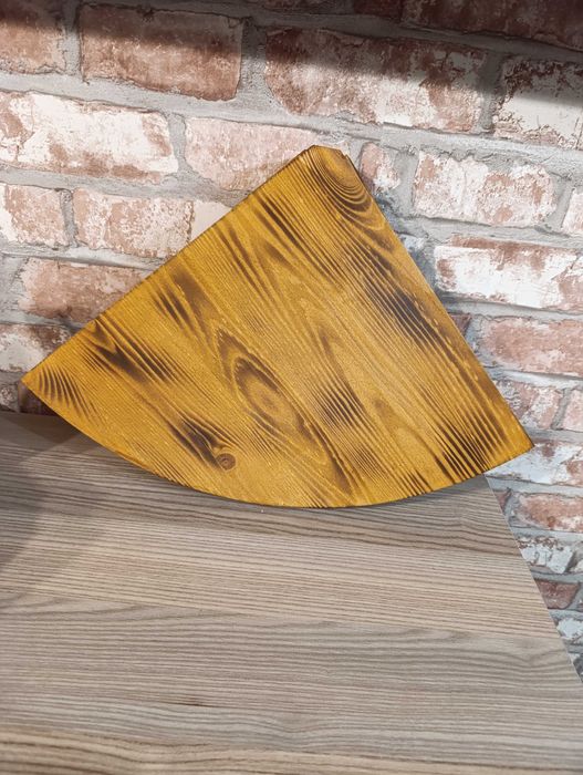 Półka narożna ozdobna opalana rękodzieło 30x30 cm