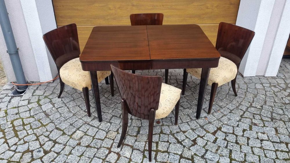 Stół rozkładany krzesła Art Deco HALABALA H-214 design Czechosłowacja