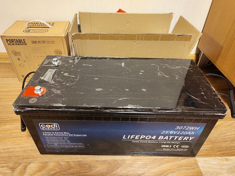 Новий LiFePO4 Акумулятор 24V/25,6V 120 Агод/3кВт, 5000 циклів, Батарея