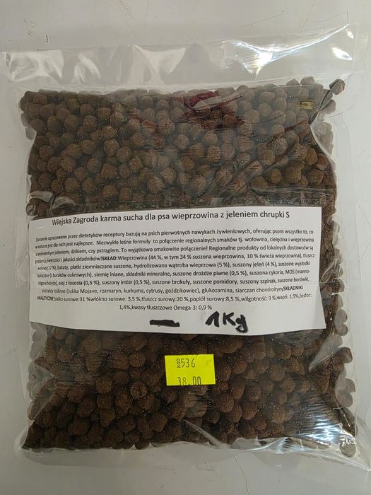 Wiejska Zagroda karma sucha dla psa wieprzow z jeleniem chrupki S 1kg