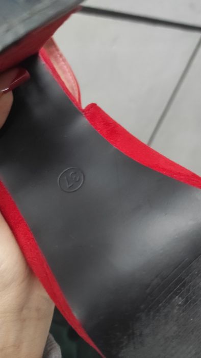 Buty na słupku sandały na obcasie czerwone zamszowe 37 jak nowe