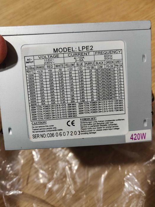 Fonte de alimentação LPE2, 420W, POWERON