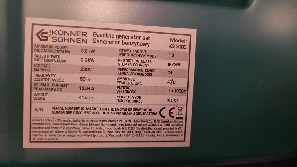Бензиновый генератор KS3000 Könner & Söhnen