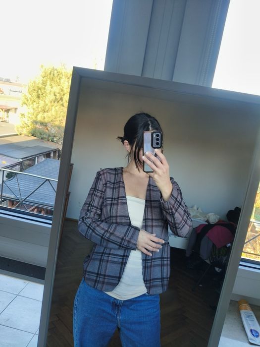 Marynarka w kratkę krata żakiet jacket XS
