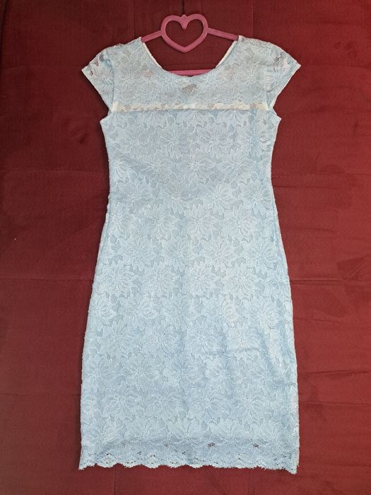 Сукня коктейльна плаття блакитного кольору мереживне ажурне