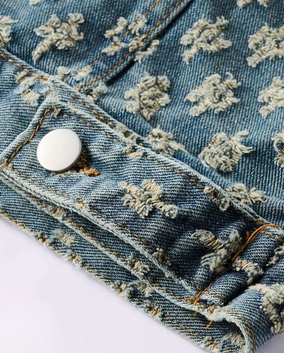 Męska wycierana kurtka z dzianszu w stylu vintage