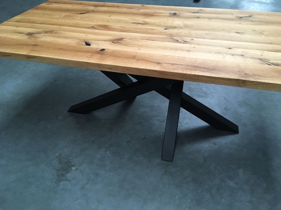 stół loft skandynawski industrialny dębowy lity