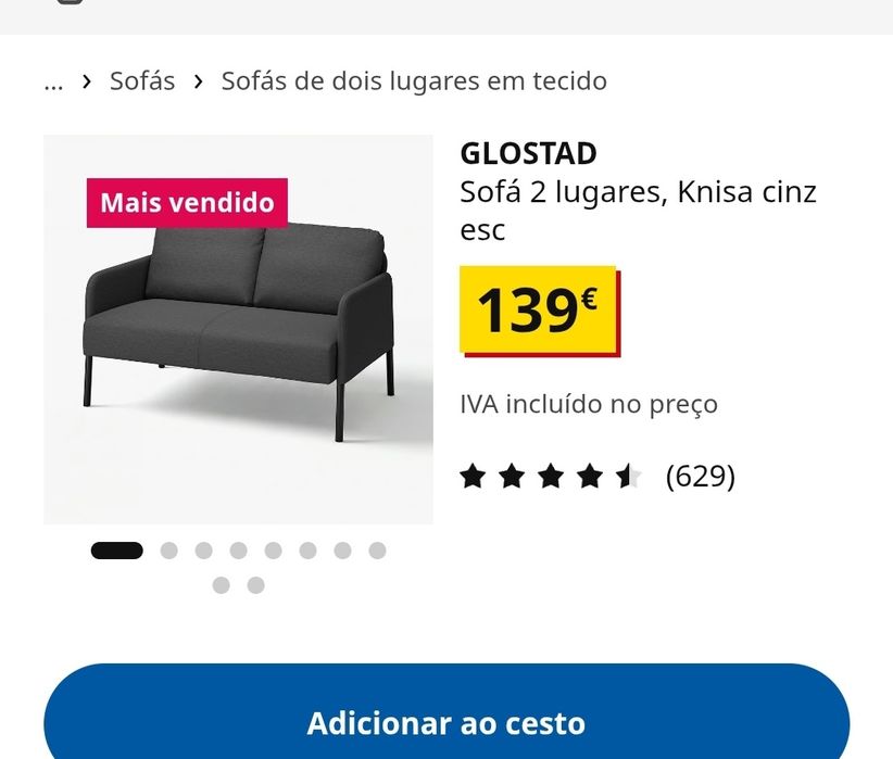 Sofa 2 lugares Ikea