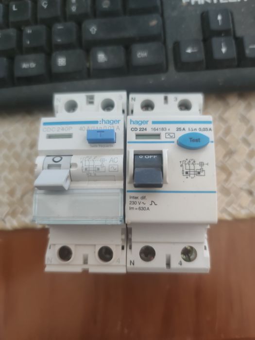 Interruptores diferenciais 25A e 40A