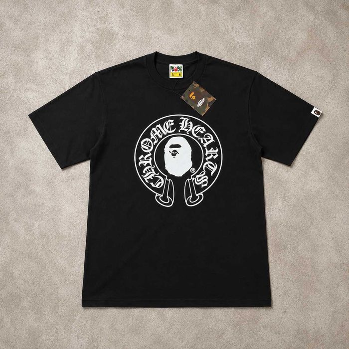 Футболка Chrome Hearts x BAPE Baby Milo Black Oversize чоловіча чорна преміум якості M/L
