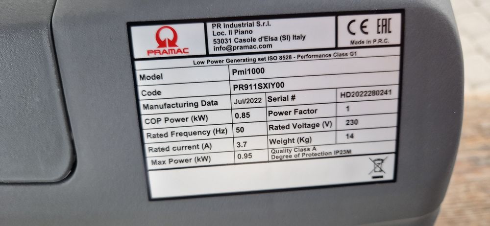 Продам генератор Pramac PMi 1000
