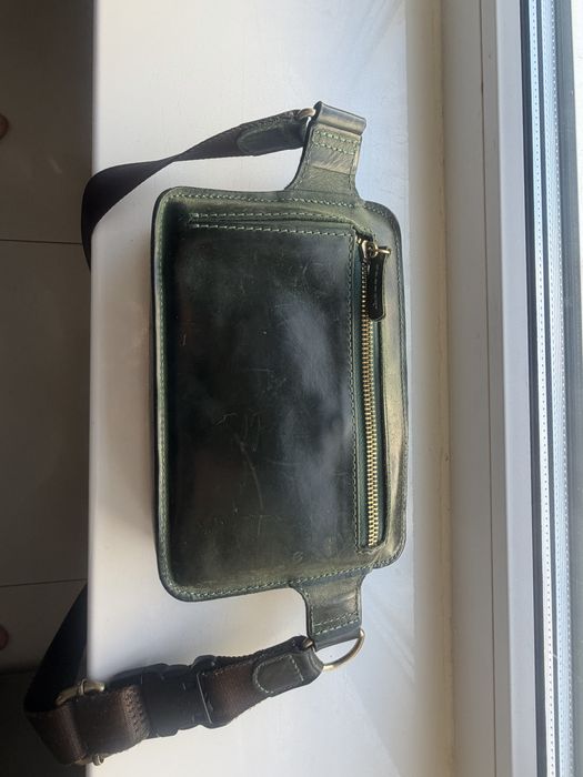 Шкіряна поясна сумка Blanknote Dropbag Mini зелена