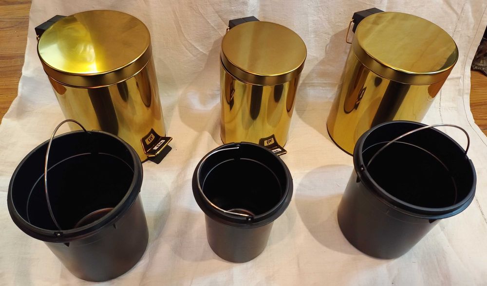 Baldes Lixo Metal Dourado