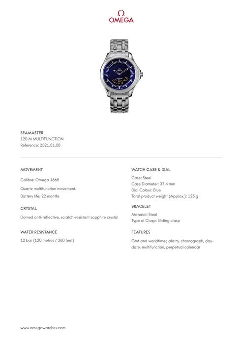 Zegarek Omega Seamaster 120 M Multifunction
