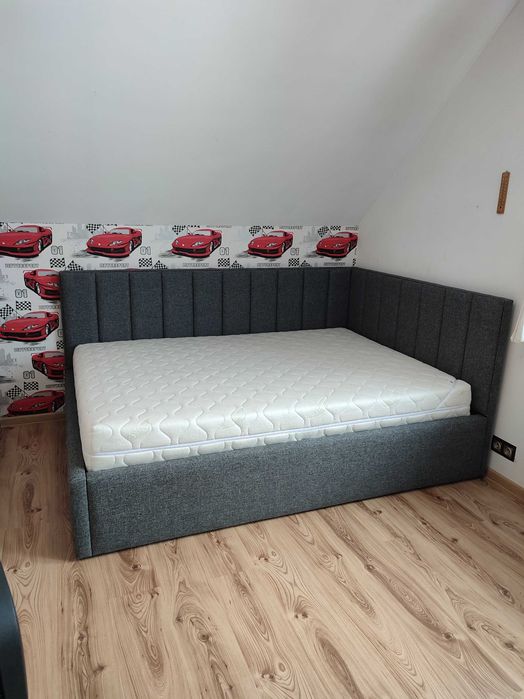 Łózko tapicerowane, narożne różne, schowek, producent 140x200