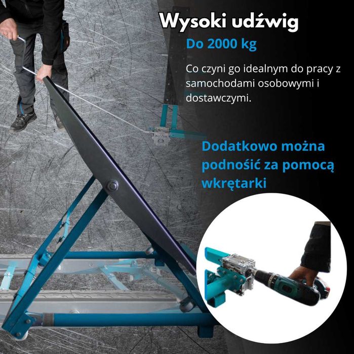 Mobilny Podnośnik Samochodowy Wahadłowy 2000KG Regulowany Wysyłka