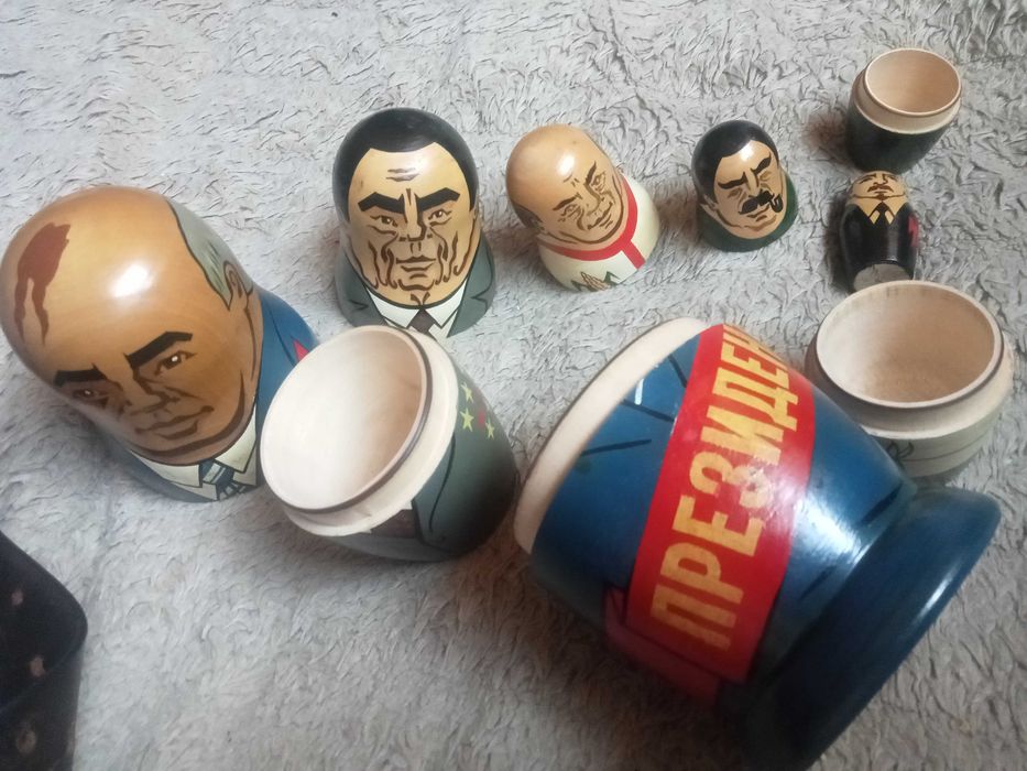 Matrioszka Baba Stara Zabawka Stalin Lenin Breżniew Gorbaczow Drewno