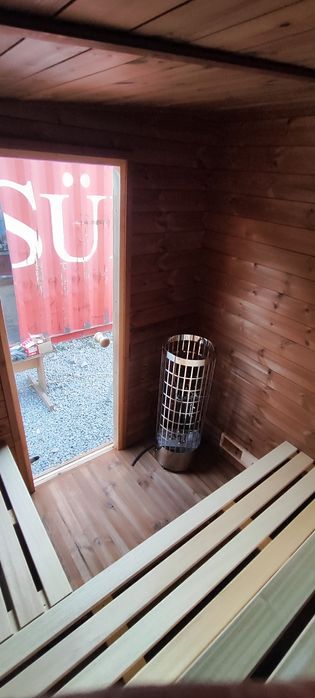 Sauna ogrodowa 215x215 cm | Modrzew | Termososna | Piec 6,8 kW BleBox