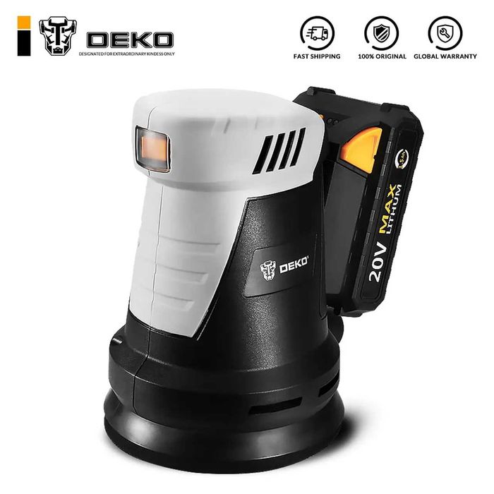 D49-Deko lixadeira orbital 20v, 15 cartucho híbrido, Duas baterias