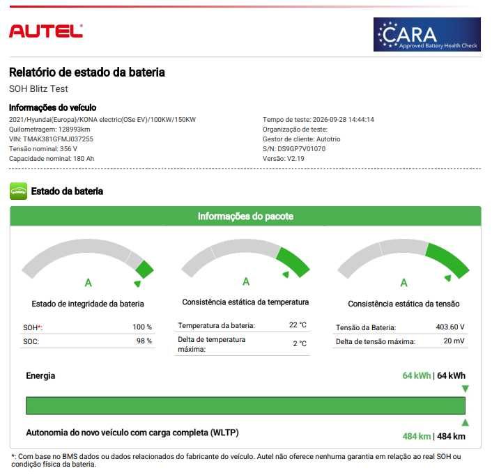 Hyundai Kauai EV 64kwh 204cv 520kms NACIONAL TESTE 100% SOH