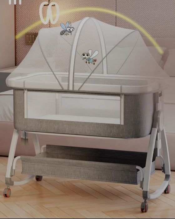 Łóżeczko dla dziecka niemowlak składane 3w1 bujane dostawne regulowane