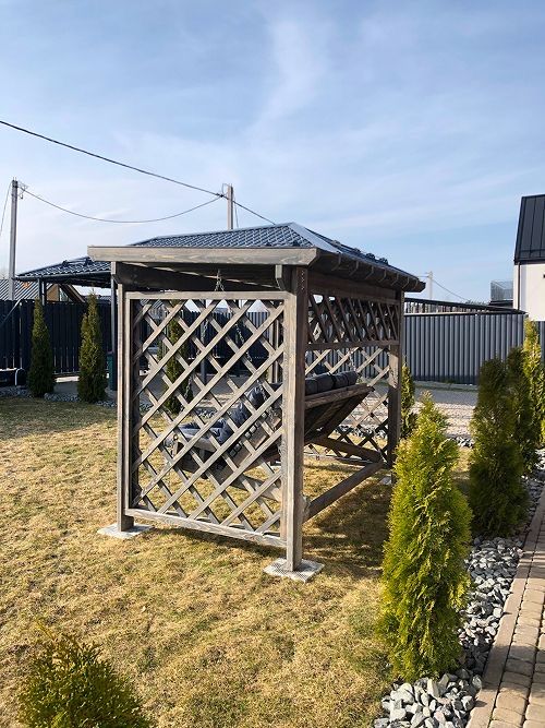 Садова гойдалка,качеля з дерева.Виробник