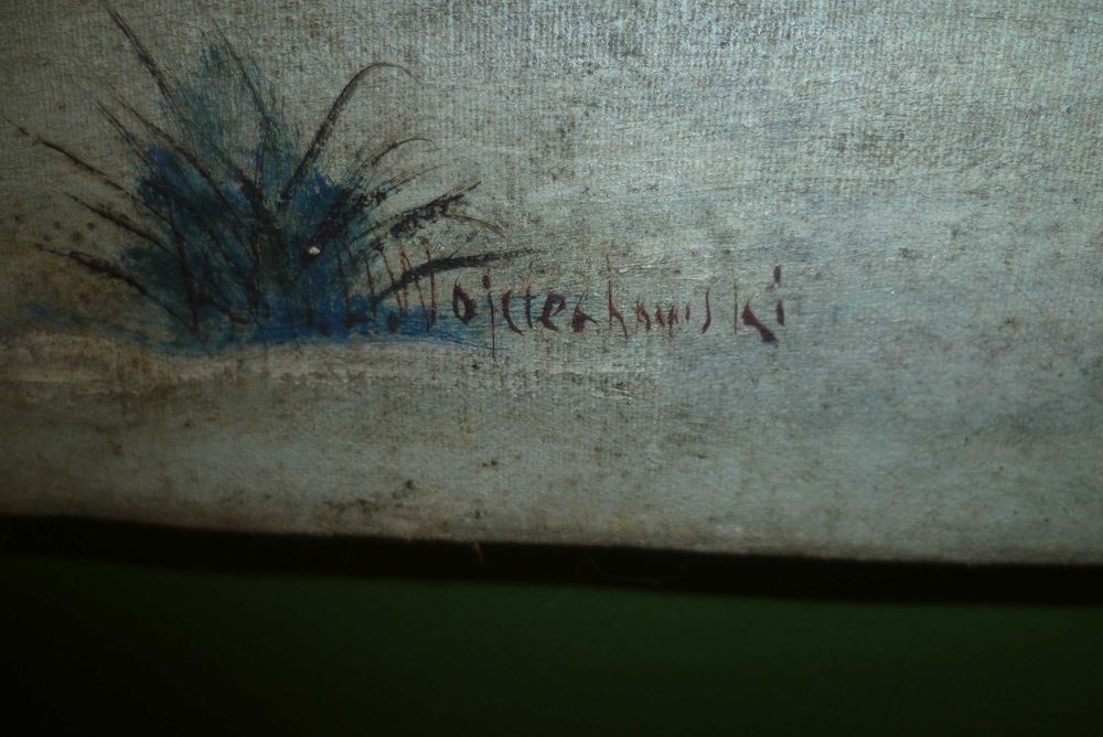 stary obraz na płótnie sygnowany 43x68 nr 3