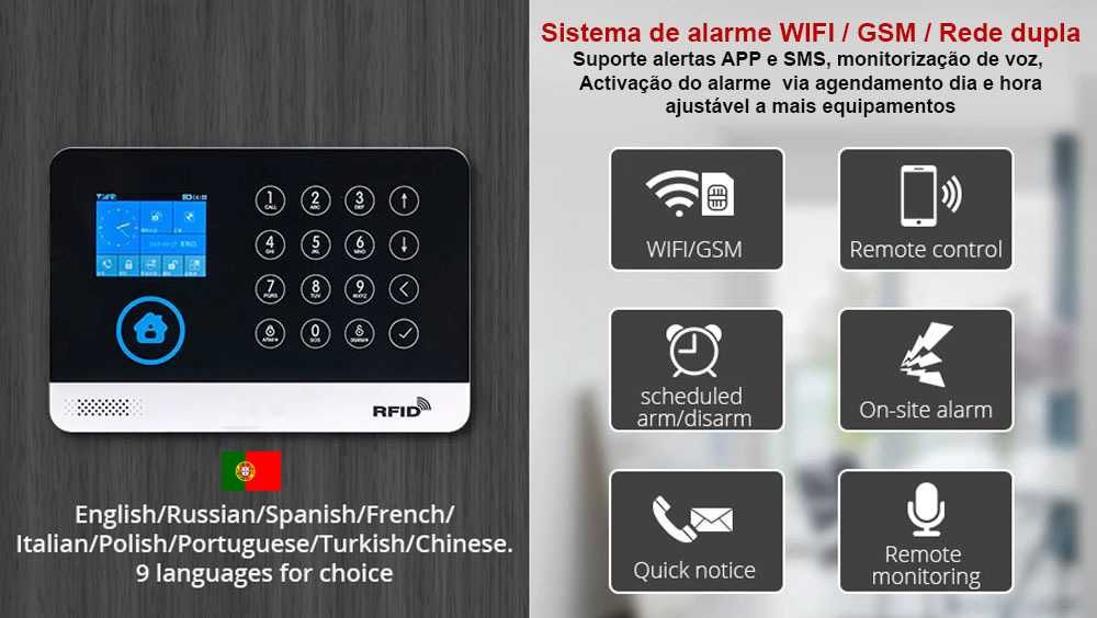 Alarme Tuya Casa Vivenda sem fios GSM/WiFi/ Android/iOS PT (NOVO)