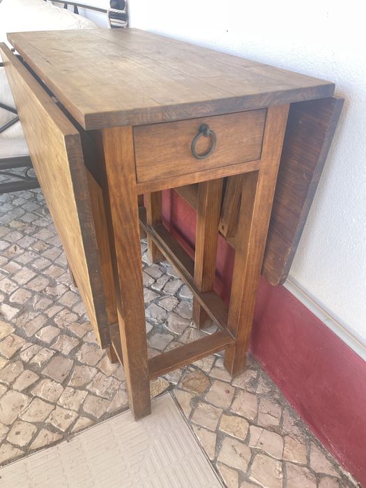 Mesa de abas madeira maciça otima