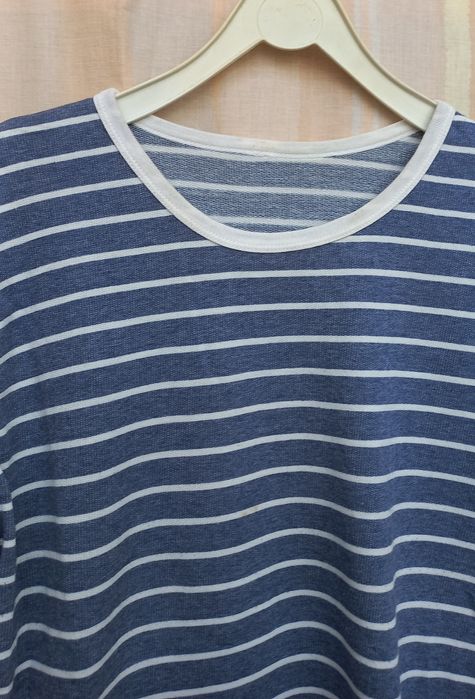 Camisola unisexo riscas azul e branco
