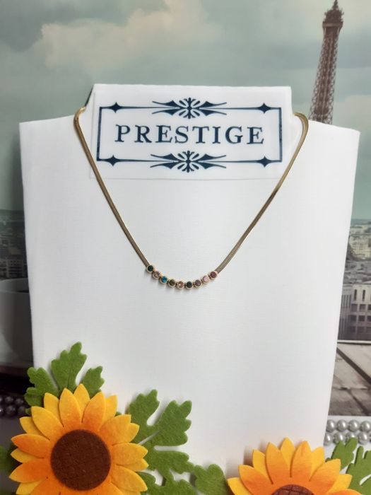 Colar em aço inoxidável com zircónia coloridas